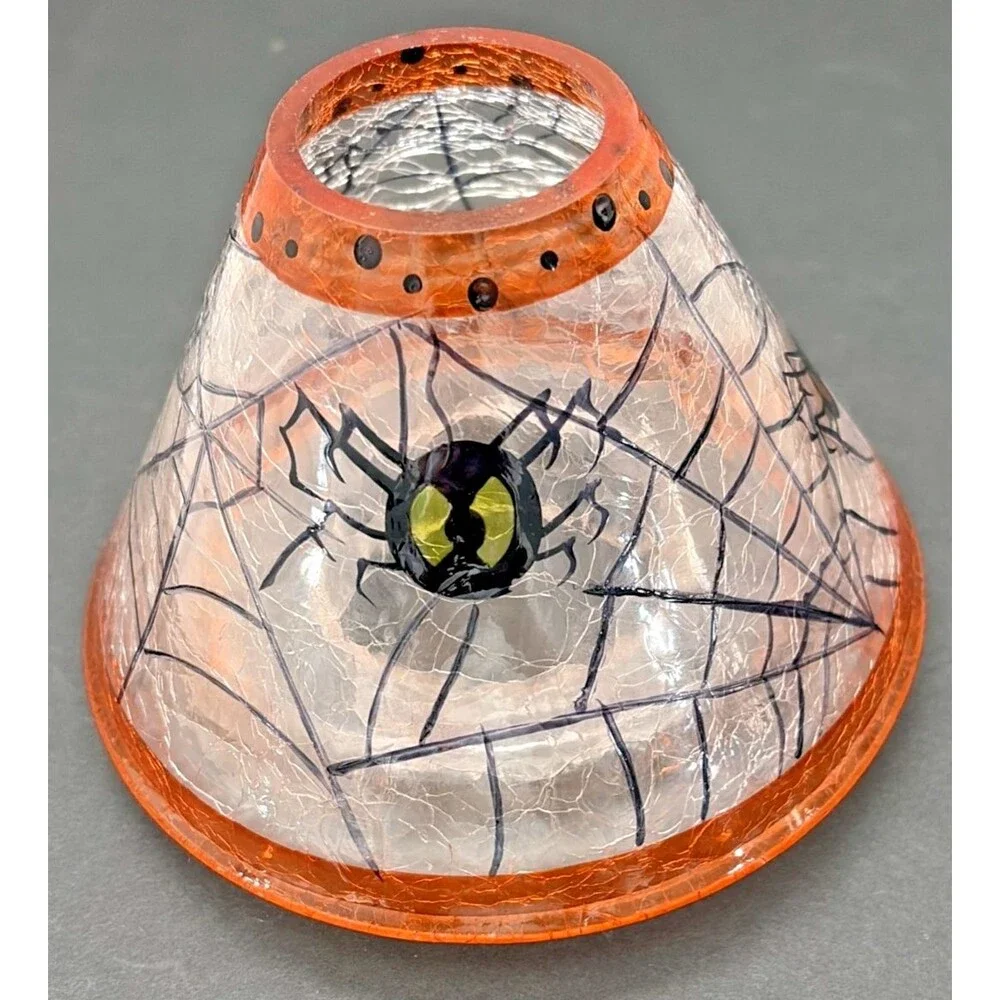 Yankee Candle Halloween Flicke Spider Web Crackle Glass Large Jar Shade Retired